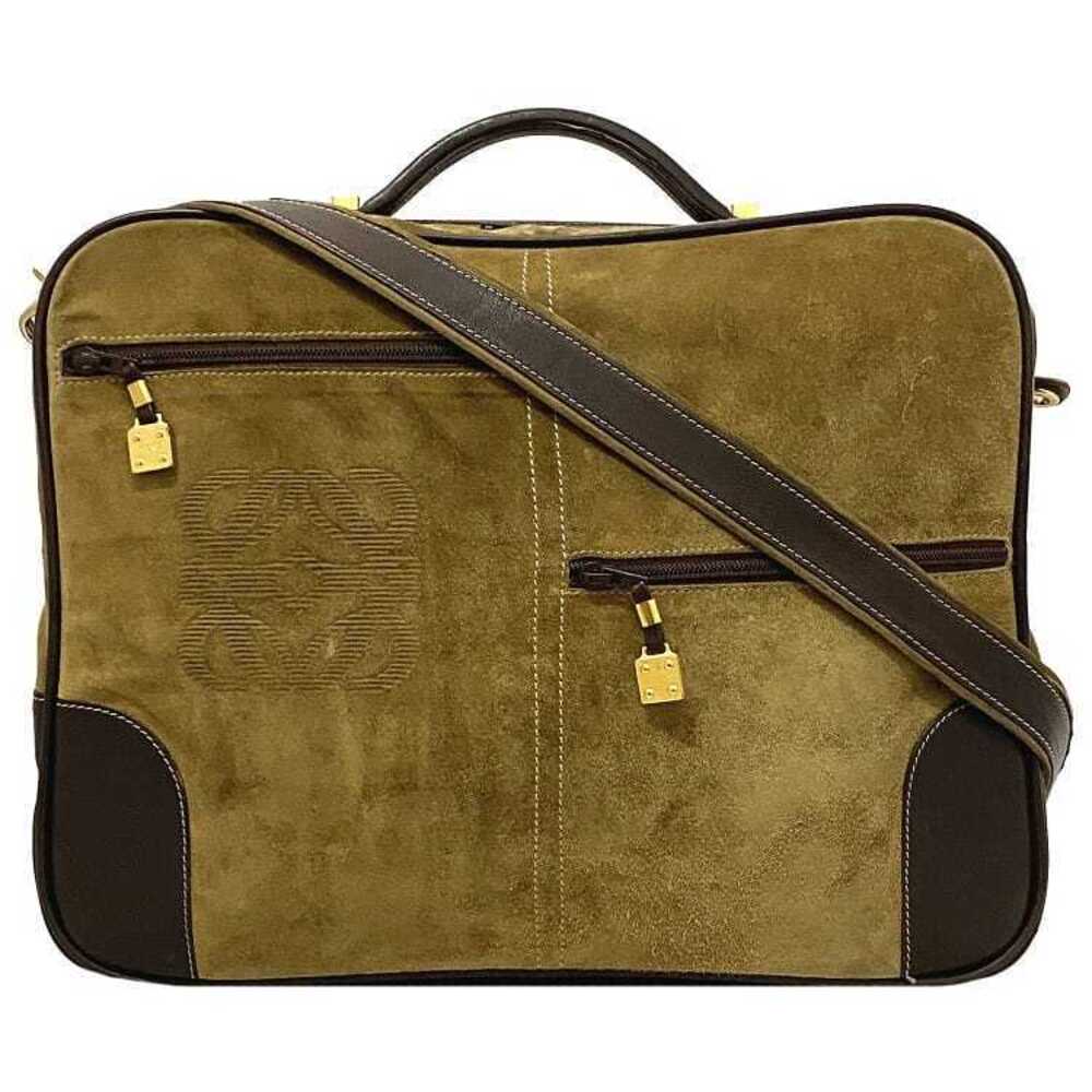 Loewe Boston Bag Beige Brown Anagram Business Travel Shoulder Handbag Exterior